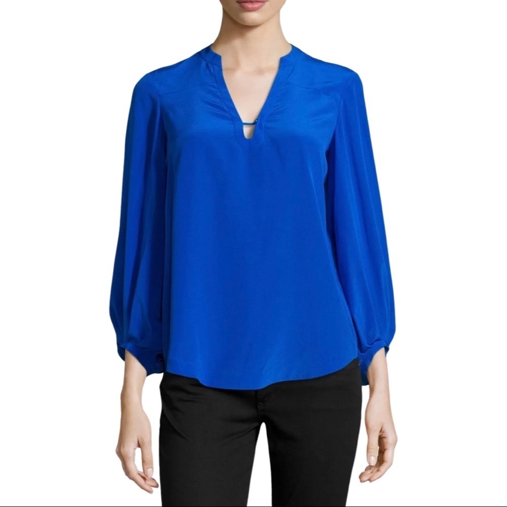 Diane von Furstenberg Tanyana Bishop-Sleeve Silk V-Neck Blouse ($275)
